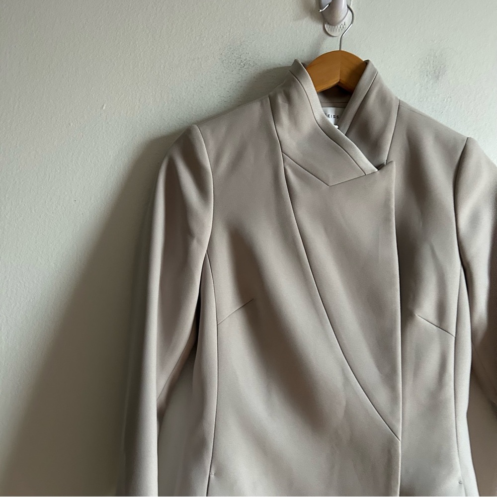 Reiss Sz 4 Clarence Light Grey Structured Classic Tailored Blazer Coat - Picture 2 of 15